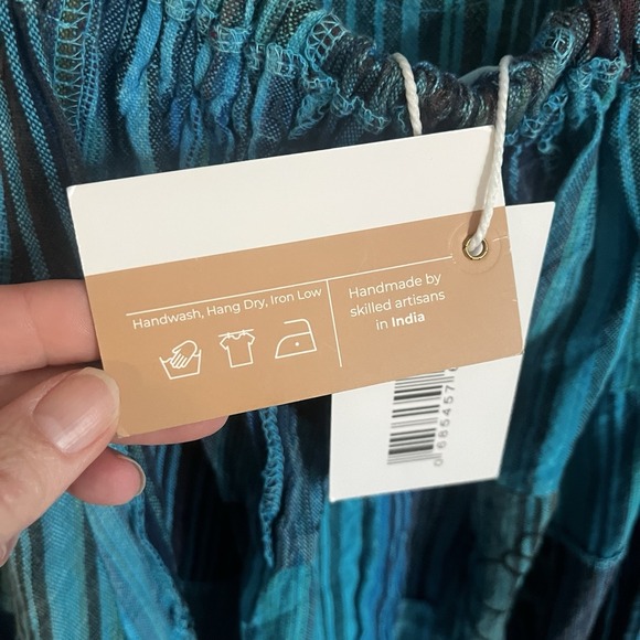 NWT Ananta Romper  Women's L/XL Patchwork Teal Blue Black Pockets Boho Hippie - Picture 10 of 16